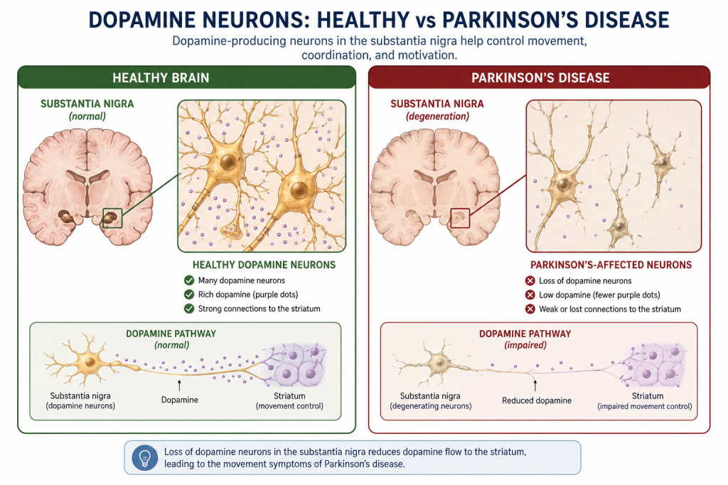 Parkinson's Disease Effects On The Neurons.